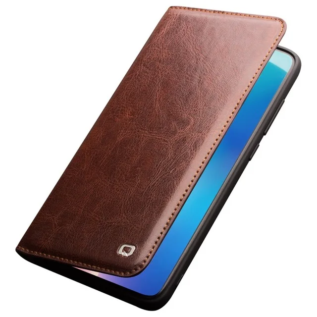 QIALINO Чехол-книжка из натуральной кожи с отделением для карт для Xiaomi mi 9, модный винтажный Чехол для телефона с полной защитой для Xiao mi 9 6,39 дюймов - Цвет: Brown