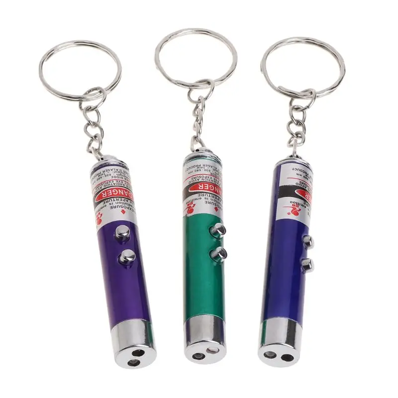 

Cat Teaser 2 In 1 Pointer Pen Light Interactive Funny Toys Pet Supplies Dog Kitten Key Ring Keychain Torch Multi-functional