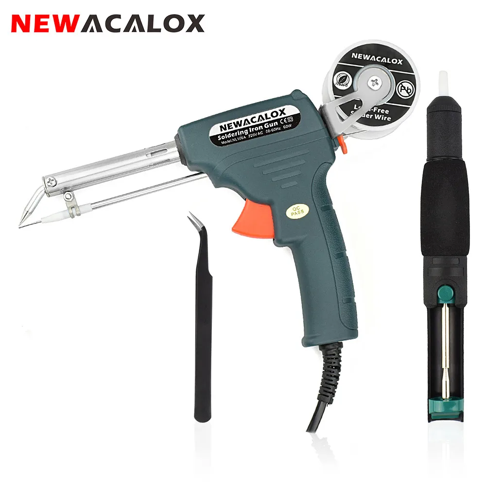 NEWACALOX 60W EU/US Soldering Iron Third Hand-held Gun Automatically Send Tin Automatic Soldering Machine Suction Tin Device NEWACALOX 60W EU/US Soldering Iron Third Hand-held Gun Automatically Send Tin Automatic Soldering Machine Suction Tin Device