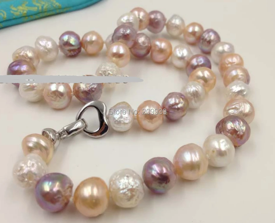 

huij 002548 Natural 11mm Multicolor Furrow KASUMI Pearl Necklace