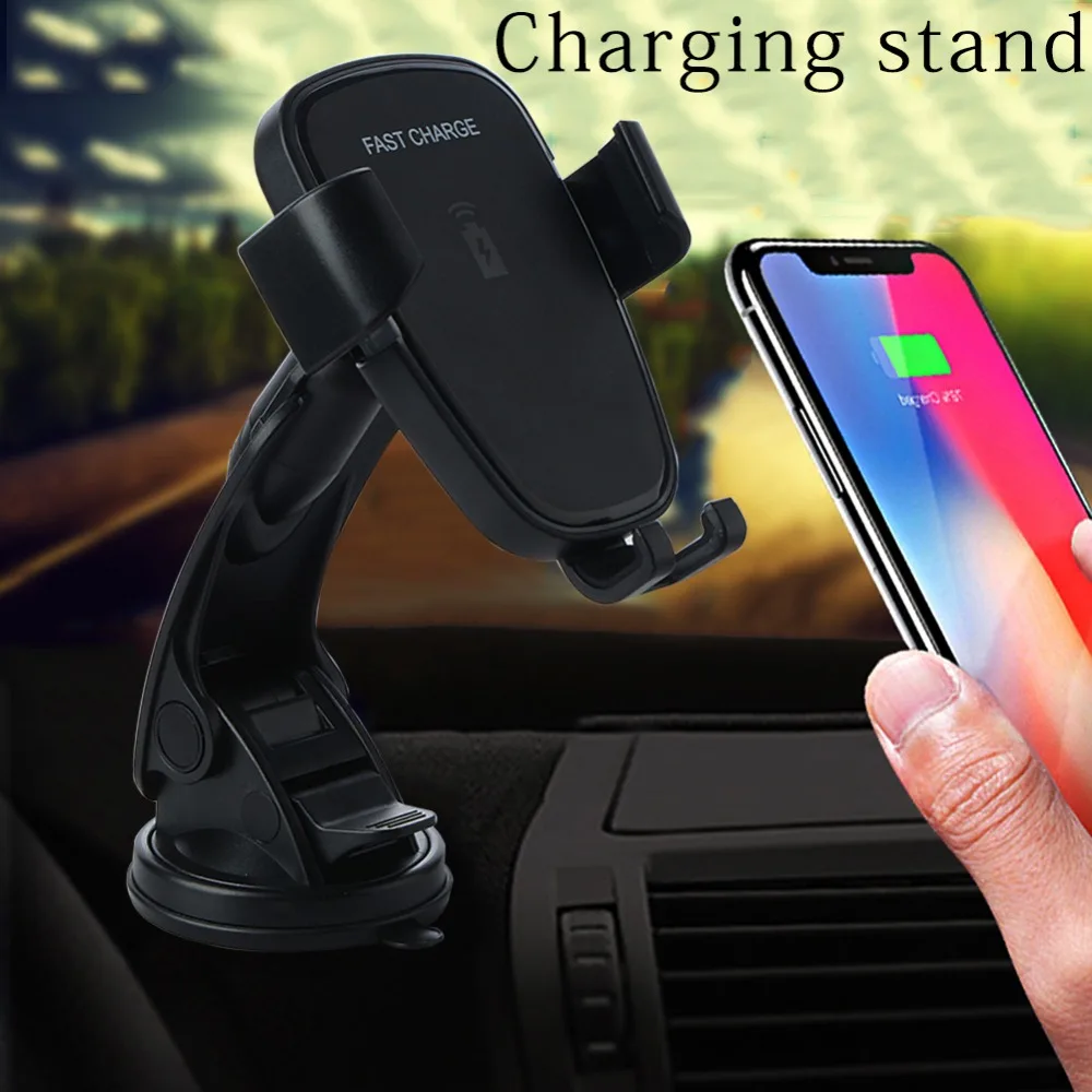 Luxury Wireless Charger Fast Charging Car Charger for iPhone x / 8 Mobile Phone Charger with Car Holder Stand for Samsung Galaxy