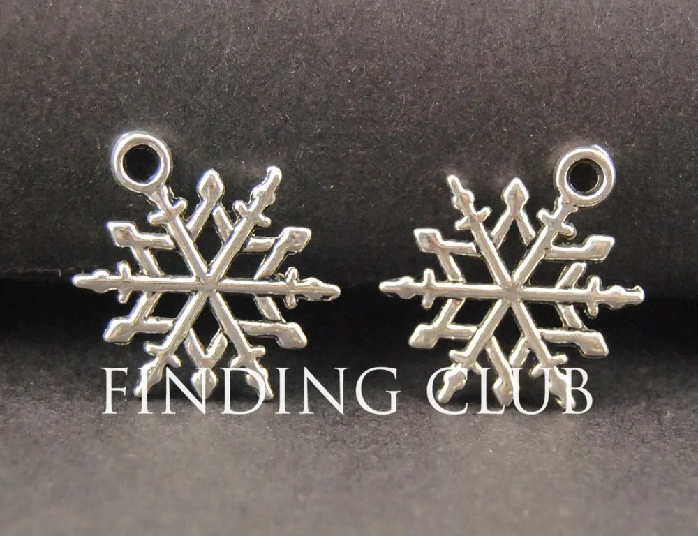 

30 pcs Antique Silver Christmas Snowflake Charm Pendants For Jewelry Making DIY 20x15mm A757