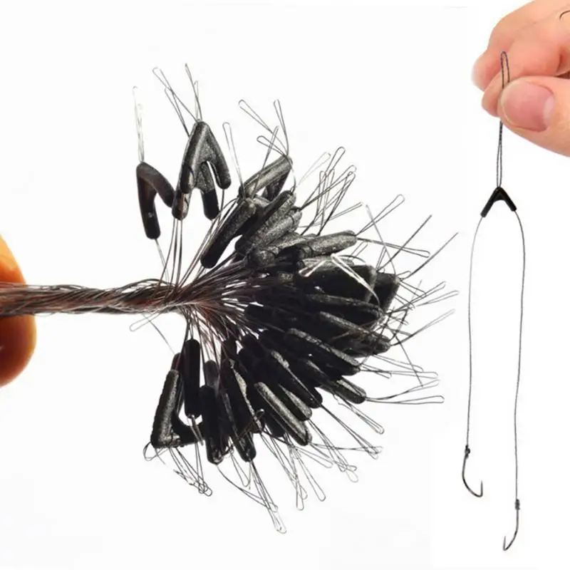 

50pcs /lot Double Hooks Contactor Device Fishing Line Space Bifurcation Eight Type Space Bean Line Swivel Tying Tool