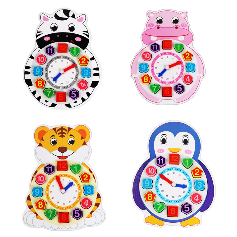 

Wooden Lacing Beads Animal Clock With Number Blocks Educational Toy For Children Calendar & Time Learning Wooden Clock Toy