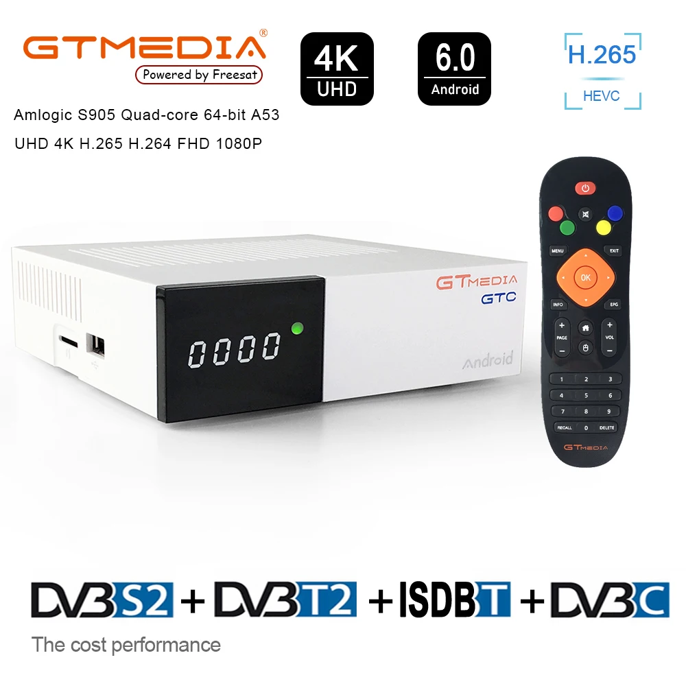 Freesat GTC приемное устройство DVB-S2 DVB-C DVB-T2 Amlogic S905D android 6,0 ТВ контейнер под элемент питания 2 Гб оперативной памяти, 16 Гб встроенной памяти + 1 год