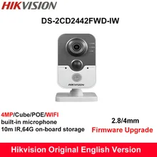 In Stock Hikvision English Mini Wifi Camera DS-2CD2442FWD-IW 4MP IR Cube IP Camera PoE built in Microphone Day/Night CCTV Camera