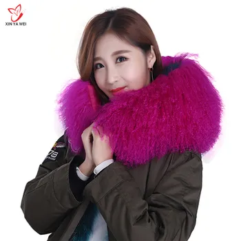 

75cm Real Fur Collar Women Long Wool Fur 2018 New Fashion Black Green Beach Wool Fur Collar For Down Jackets 5 Colors