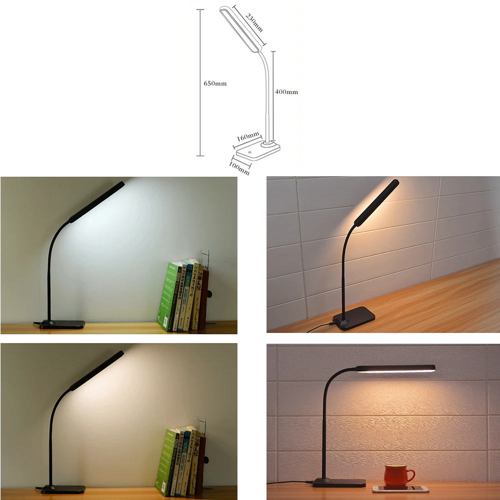 48 шт. светодиодный гибкий Настольный светильник с сенсорным выключателем, 3 цвета, бесступенчатый светильник для чтения, офисный USB светодиодный Настольный светильник