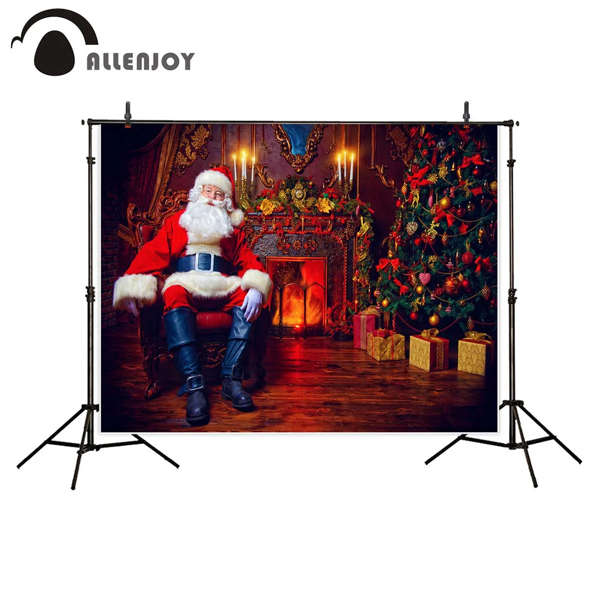 Allenjoy photography background santa claus indoor fireplace christmas tree resting armchair backdrop Photo background studio Allenjoy photography background santa claus indoor fireplace christmas tree resting armchair backdrop Photo background studio