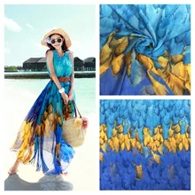 150 см* 50 см синяя перьевая шифоновая ткань с рисунком модная ткань для платья юбки вечерние декораторы летнее платье ткань пэчворк материал
