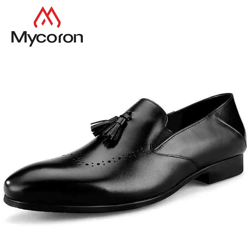 

Mycoron Summer New Breathable Handmade Men's 100% Genuine Leather Bullock Carving Shoes With Fringe Men'S Business Casual Shoe
