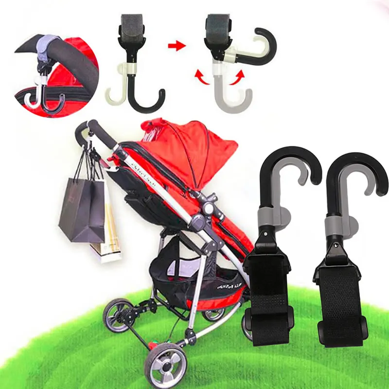 2Pcs Baby Infant Stroller Hook Holder Pram Double Rotate Hook Pushchair