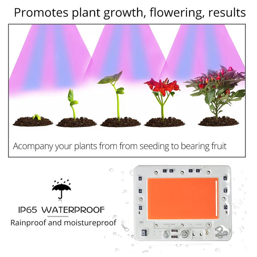 Светильник для выращивания растений COB, чип 50 Вт, 80 Вт, 100 Вт, 150 Вт, без драйвера, переменный ток, 220 В, полный спектр, светильник для выращивания саженцев, источник, сделай сам, гидропонный