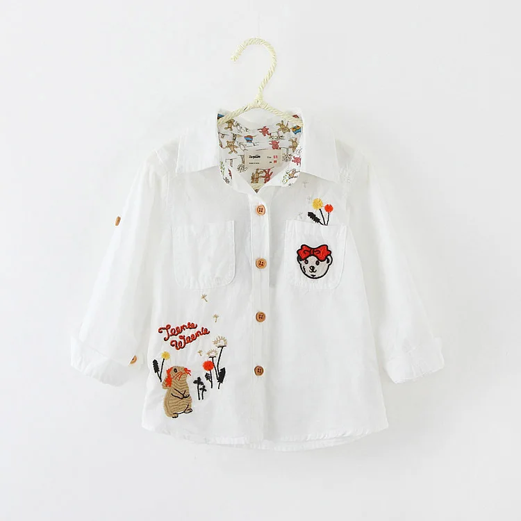 girls cotton font b shirt b font embroidered long sleeve white font b shirt b font