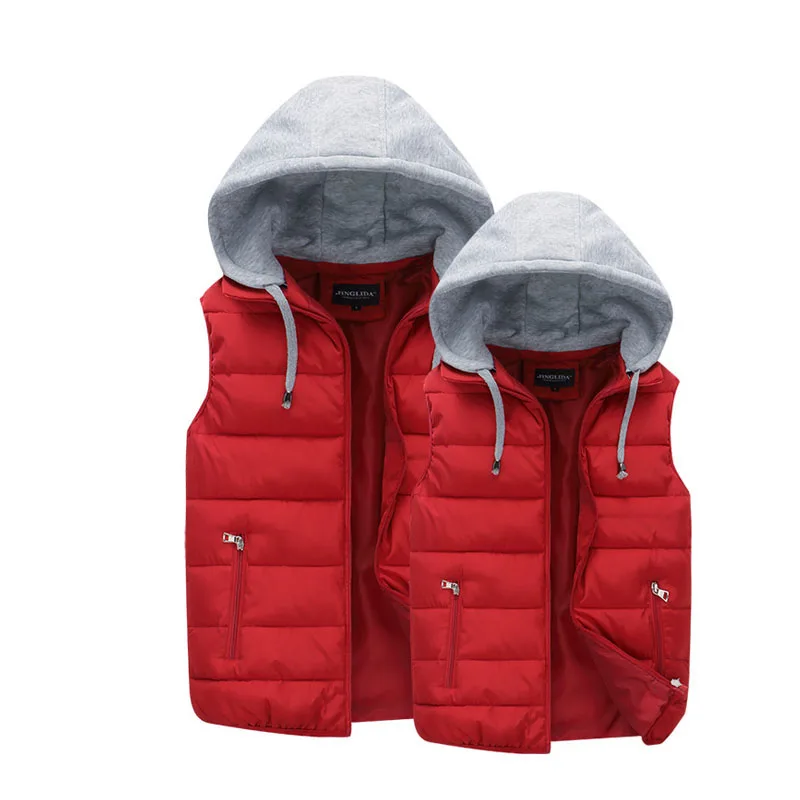 

Lusumily Women Sleeveless Jacket Winter Plus Size Black Hooded Vest Female Slim Vest Women's Windproof Warm Waistcoat Outwear