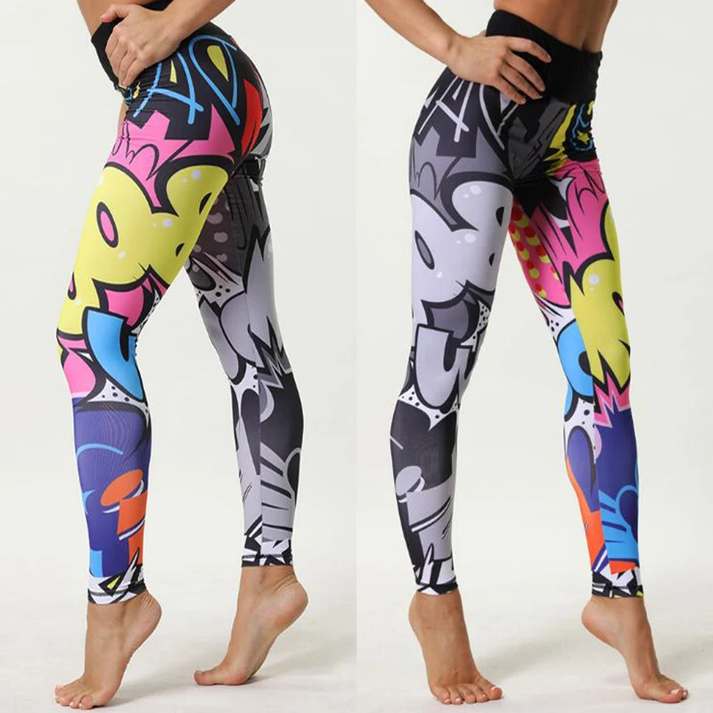 2018 Cartoon Pattern Yoga Pants Gym Sport Leggings 3D Printing Yoga Leggings Running Pants Women Leggins Sport Women Fitness