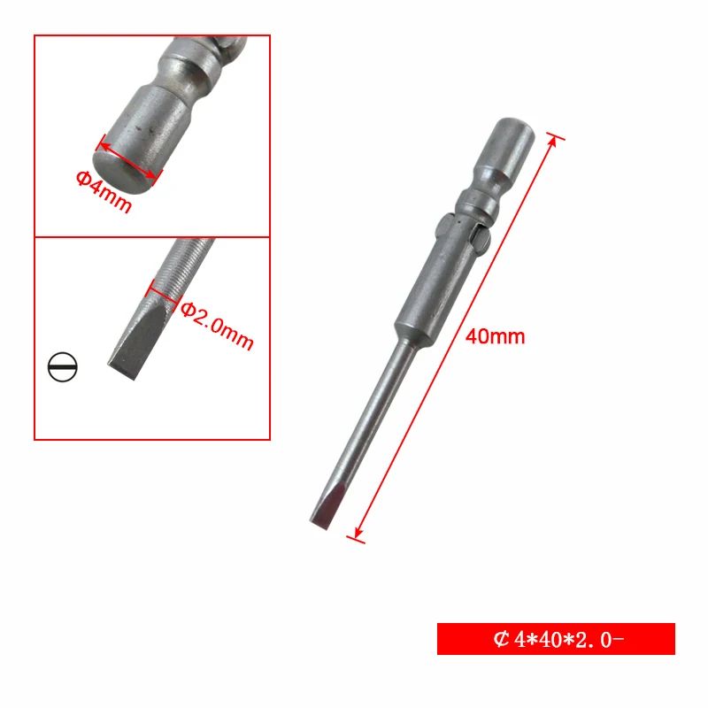 STLRENDA 10 шт. магнитные прорези отвертки Биты 40 мм S2 стали с прорезями головки бит 4 мм Круглый хвостовик с одной головкой отвертка инструменты - Цвет: 4x40x2