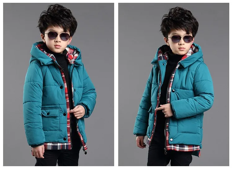 Зима, новое пальто для мальчиков детская зимняя верхняя одежда для мальчиков пальто с капюшоном Высококачественная плотная стеганая куртка/парка детская одежда для детей от 4 до 14 лет