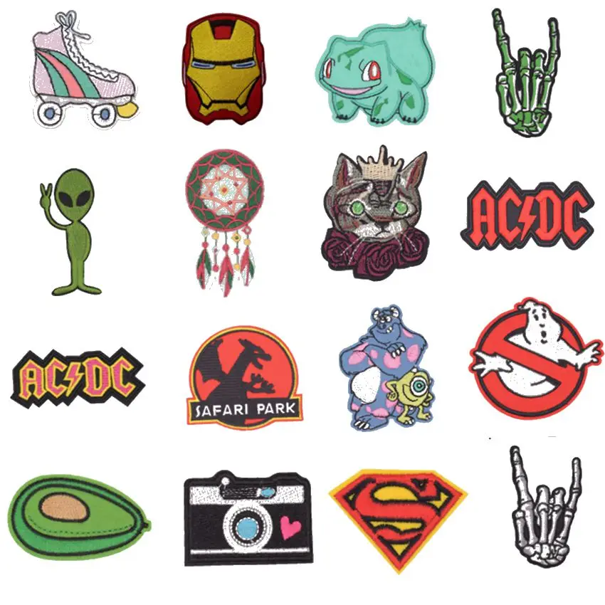 

1 PCS New Arrival Ghost Pikachu Skeleton Cat Patches Iron On Fabric Sticker For Clothes Badge Embroidered Appliques DIY