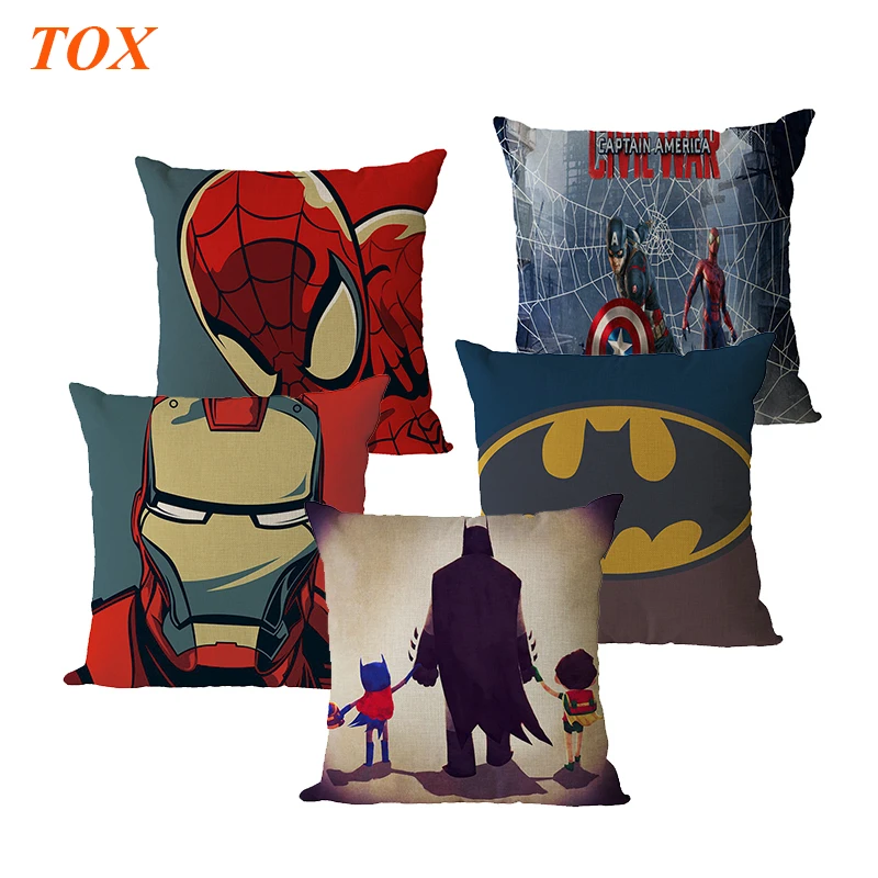 Superhero Cushion Cover Marvel Avengers Pillowcase Superman Batman Spider-Man