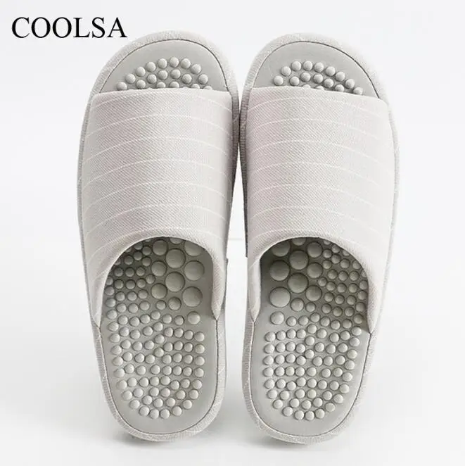 COOSA/Новинка; мужские полосатые массажные тапочки для ног; массажные шлепанцы для ног; портативные сандалии хорошего качества - Цвет: Grey