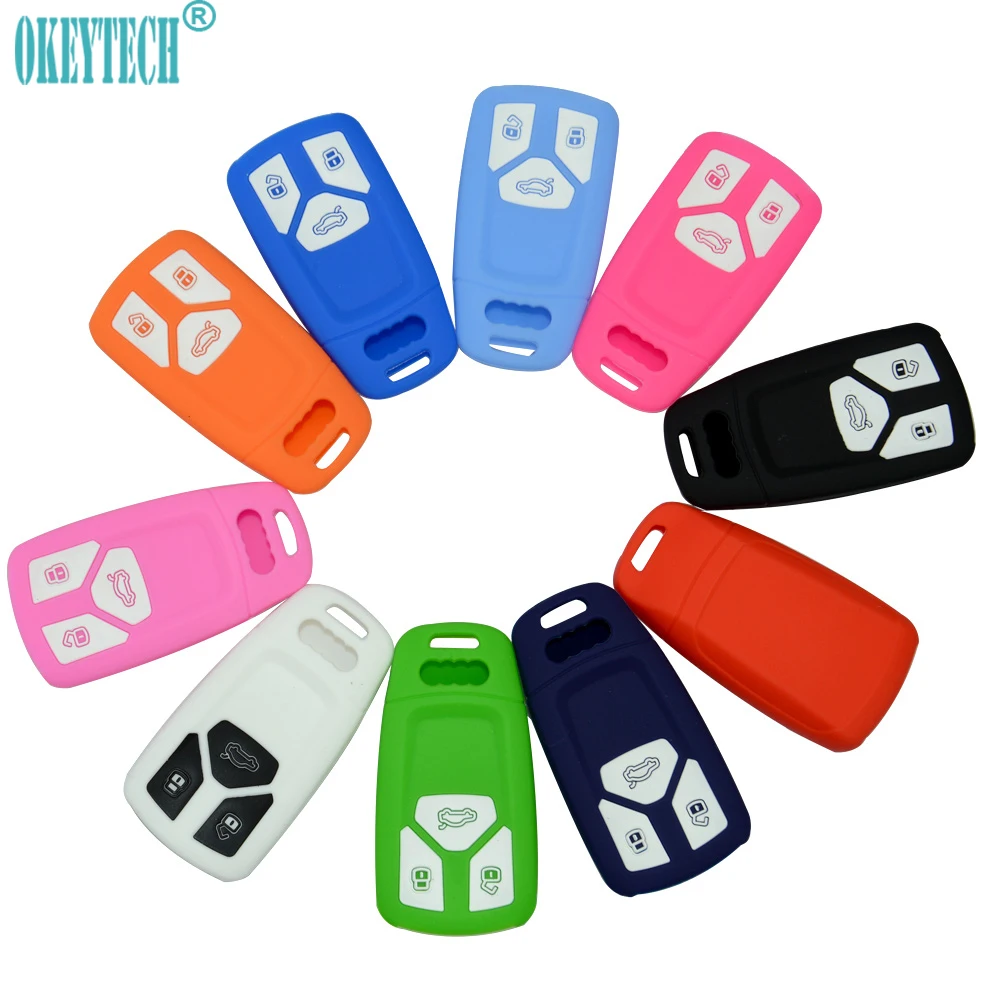 

Car Accessaries Silicone Key Cover FOB For Audi Q7 A4L Keless Remote 3 Buttons High Quality Silica Gel Skin Shell Free Shipping