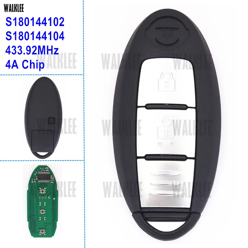 

WALKLEE Smart Remote Key suit for Nissan NISSAN Qashqai J11 X-Trail T32 S180144102 or S180144104 433.92MHz Pulsar C13