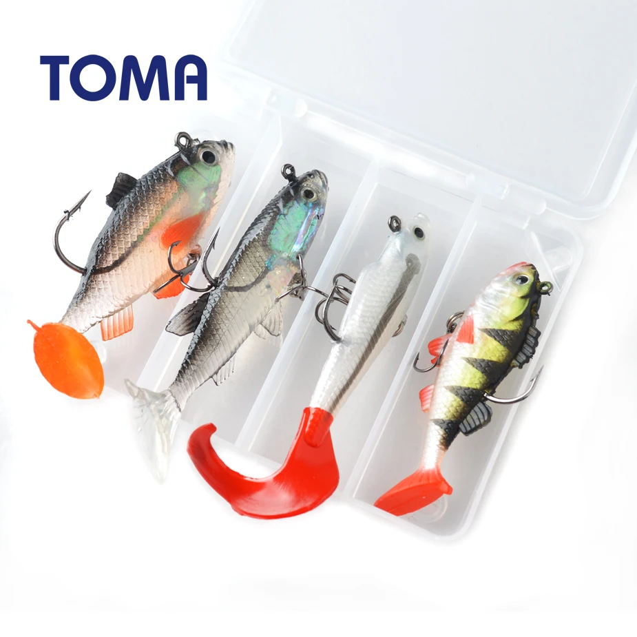 

TOMA Fishing Lure Kit Lead Fish Soft Bait 9g 13g 14g Mixed Colors T Tail Lure Kit iscas Artificial Bass Lure fishing tackle