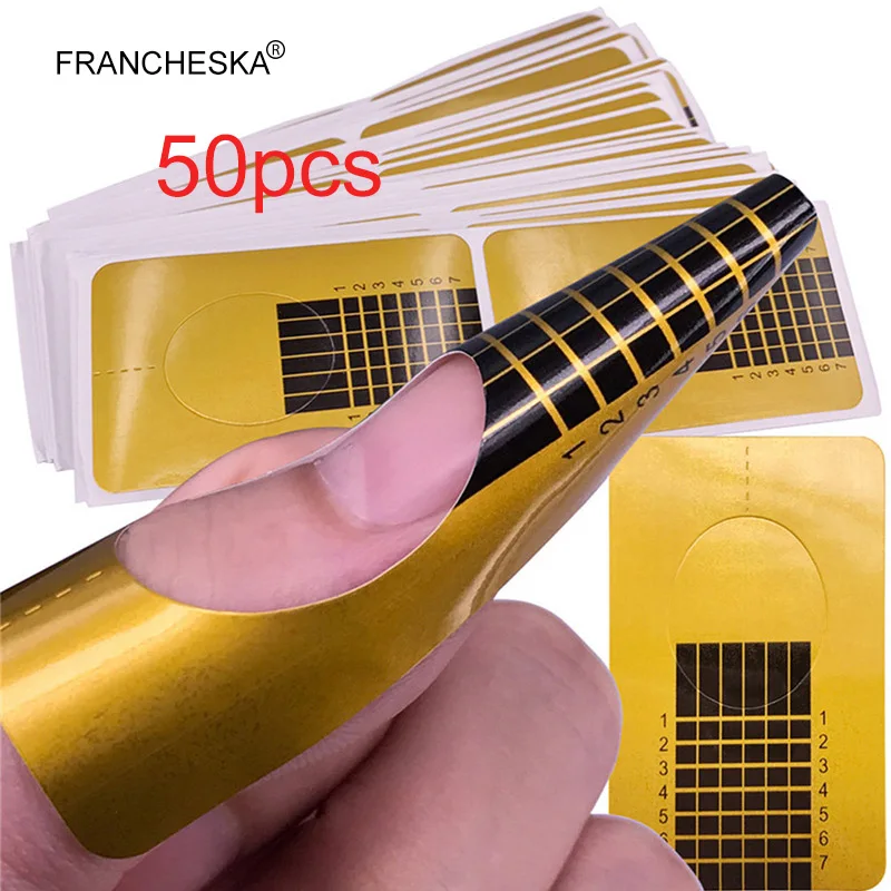 Francheska, профессиональная французская форма для ногтей, гель для ногтей, форма для ногтей, стикер, бумага для наращивания, завиток, форма для ногтей, советы, formy do paznokci - Цвет: 50pcs