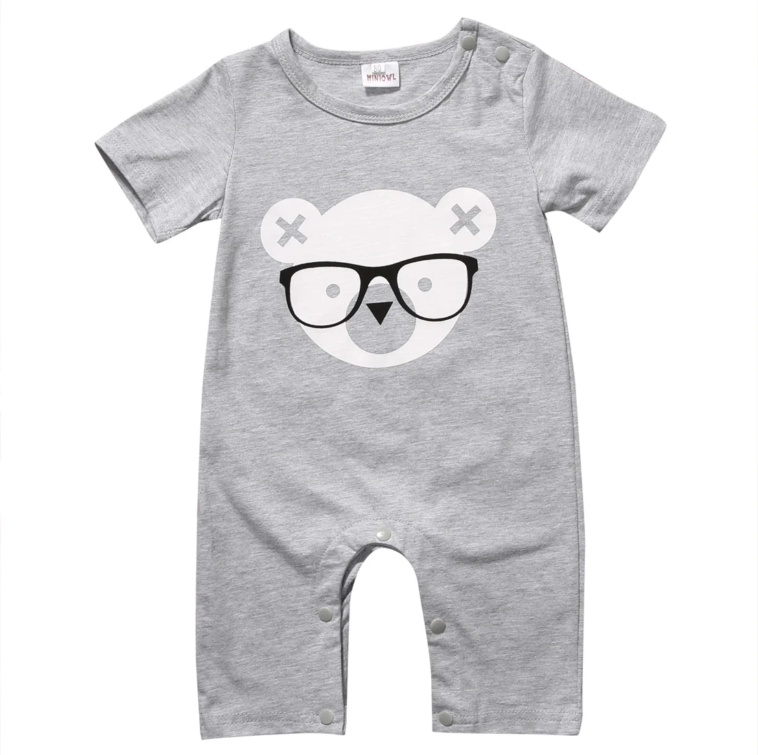 Симпатичные новорожденных для маленьких мальчиков комбинезон для девочек Лето 2017 г. короткий рукав медведь хлопок комбинезон Дети наряды