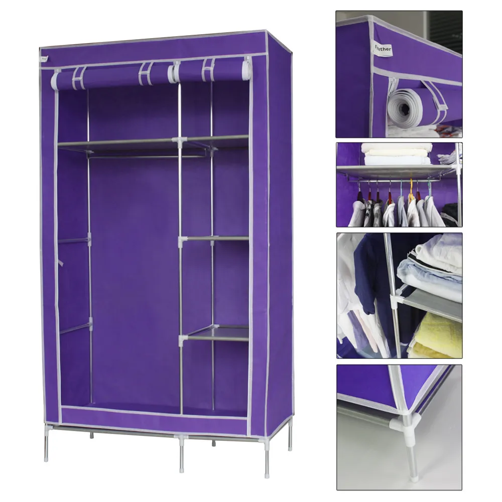 Finether Double Modular Metal Framed Wardrobe Cabinets Simple Folding Reinforcement Receive Stowed Clothes Store Content Ark02