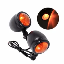 2pcs 12V Universal Motorcycle Amber Mini Bullet Turn Signal Indicator Light Black For Honda Yamaha Suzuki Kawasaki Chopper ATV