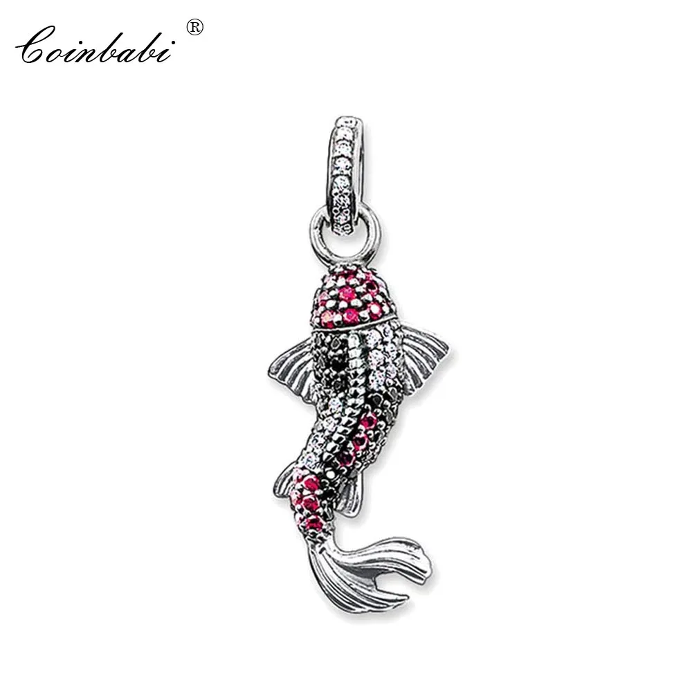 Pendant Koi Fish 925 Sterling Silver Zirconia Courage For Women Classic Gift Europe Key Chains Jewelry Charms Fit Necklace | Украшения и