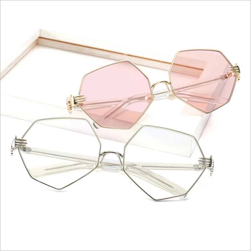 2017 Pearl Nose Pad Eyeglasses glasses frame Women Irregular Palm Gold