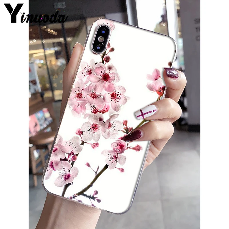 Yinuoda Japanese Cherry blossoms flower TPU Phone Case Cover Shell for iPhone 8 7 6 6S Plus X XS MAX 5 5S SE XR 10 Fundas Capa