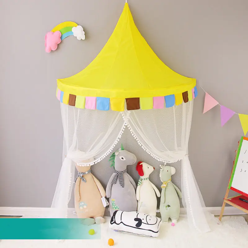 Дети игрушки палатки игровой домик девочка принцесса Teepees ребенок Childred игровой тент навес детская комната украшение детская комната чтение декор для угла - Цвет: yellow