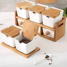 Товары для дома кухонные инструменты для приправ керамический набор банок для приправ соль сахар приправа коробка для специй банка кухонные принадлежности аксессуары