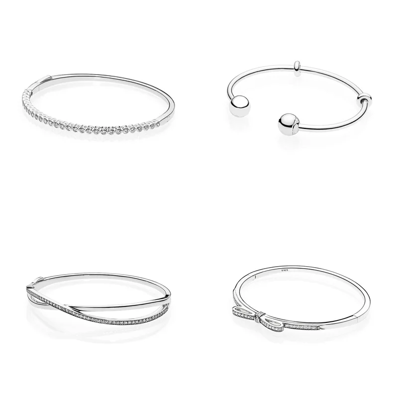 4 стиля, 925 пробы серебряные амулеты, базовые браслеты для женщин, полная кристальная цепочка для самодельных бусин