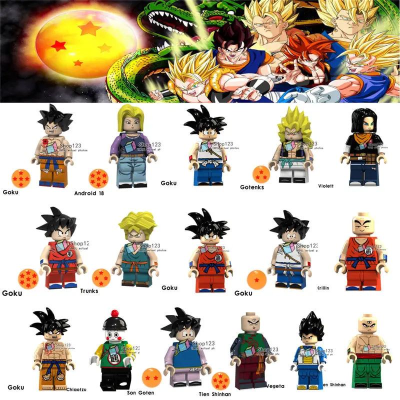 

Dragon Ball Goku Son Goten Gotenks Trunks Tien Shinhan Android 18 Friends Building Blocks Toys Children