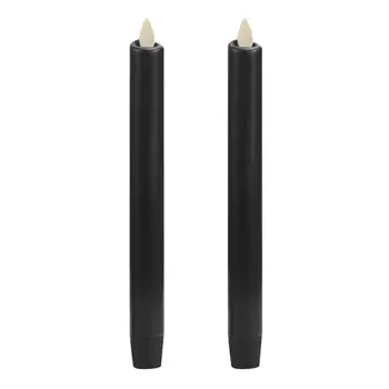 

Ksperway 8" Set of 2 Unscented Real Wax Moving Wick Flameless Taper Candles with 5 Hours On/19 Hours Off Timer Fuction Black