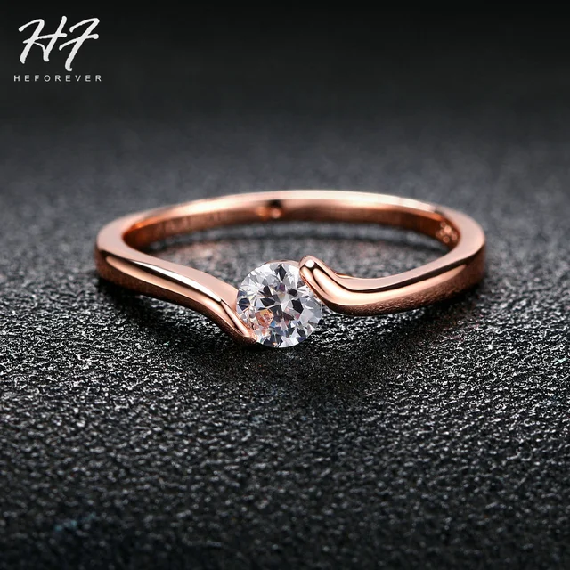 Hot Sale Cubic Zirconia Crystal Engagement Rings for Women Rose Gold Color The F Hot Sale Cubic Zirconia Crystal Engagement Rings for Women Rose Gold Color The F