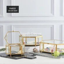 Make Up Cosmetic Storage Box Glass Jewelry Flower Snack Box Retro Bronze Cake Display Home Wedding