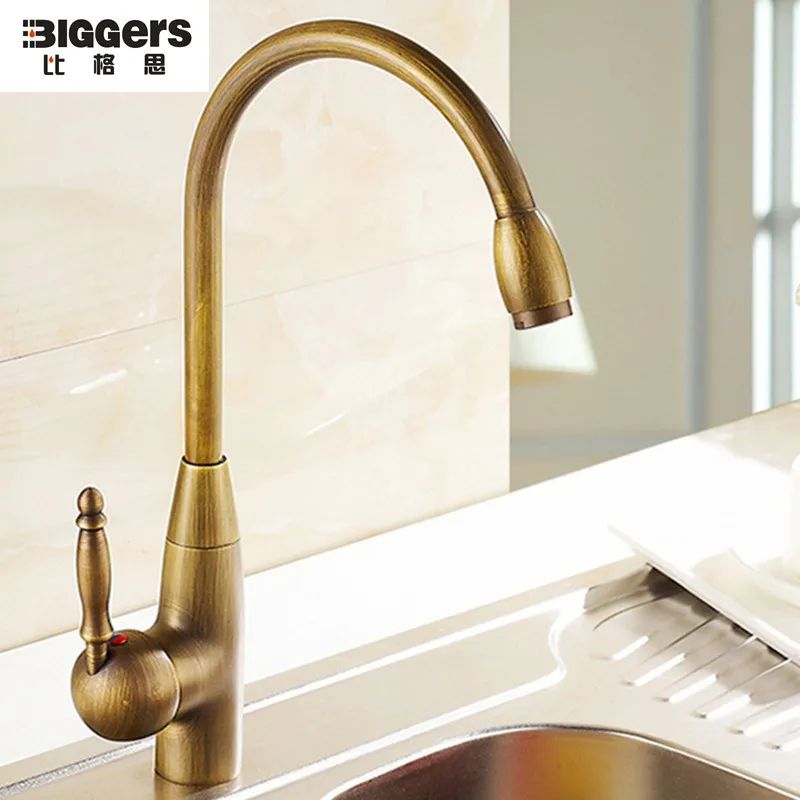 

Free shipping,Antique bronze cold and hot water Kitchen sink faucet vegetable washing basin mixer copper rotatable faucet