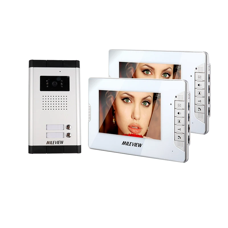 

Wholesale Brand New Apartment Intercom 2 Monitor Wired 7" Color Screen Video Door Phone Intercom System In Stock FREE SHIPPING