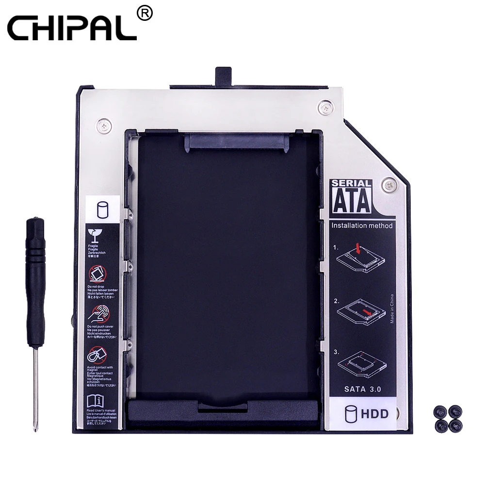 CHIPAL 2nd HDD Caddy 9,5 мм SATA 3,0 для 2," размер 2T корпус SSD, HDD для lenovo ThinkPad T400 T400s T500 W500 T410 T410s DVD/CD-ROM