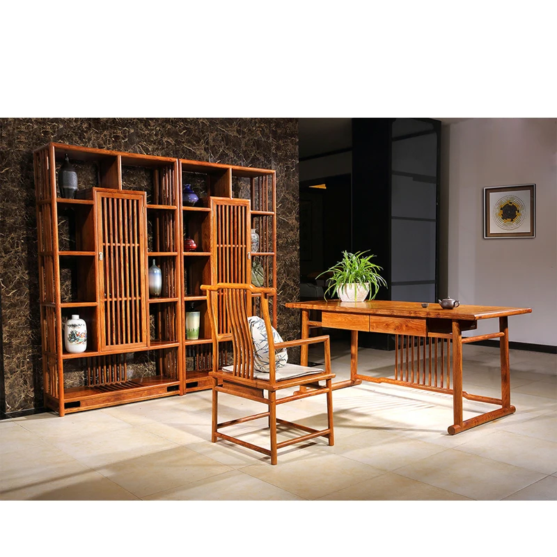  2 Piece/ Set Hedgehog Rosewood Antique Desk Custom Solid Red Wood Computer Office Furniture Wooden 