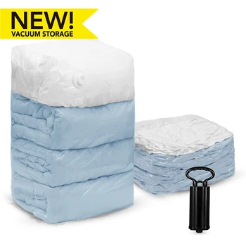 

6 PCS Cube Vacuum Storage Bags Jumbo Extra Large Compressed Space Saver Bags with Hand-Pump for Travel for Pillows Comforter