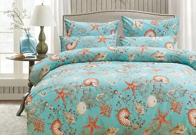 japans quality luxury brand sea blue king shell bedding set duvet sea shell bed sheets