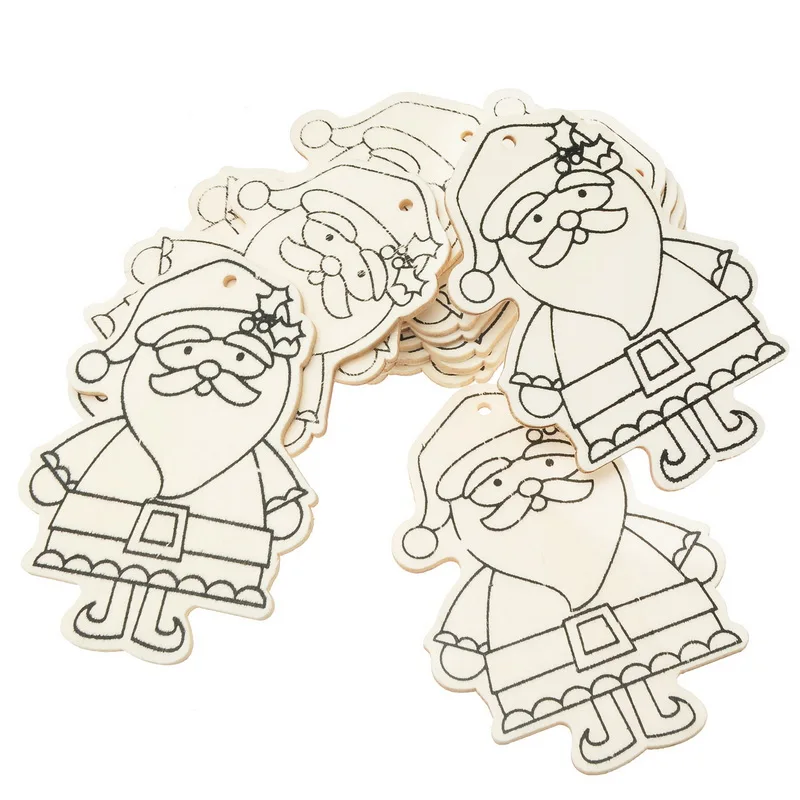 

10Pcs Natural Color Tree Decoration Xmas Christmas Father Wooden Pendant Charms Ormament Jewelry 10x7.1cm