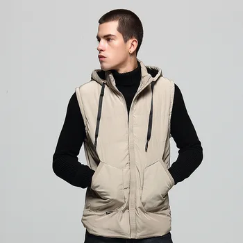 

New Arrival Autumn Winter Vest Men Casual Fashion Hooded Collar Pockets Warm Waistcoat Men Sleeveless Jacket Men gilet homme